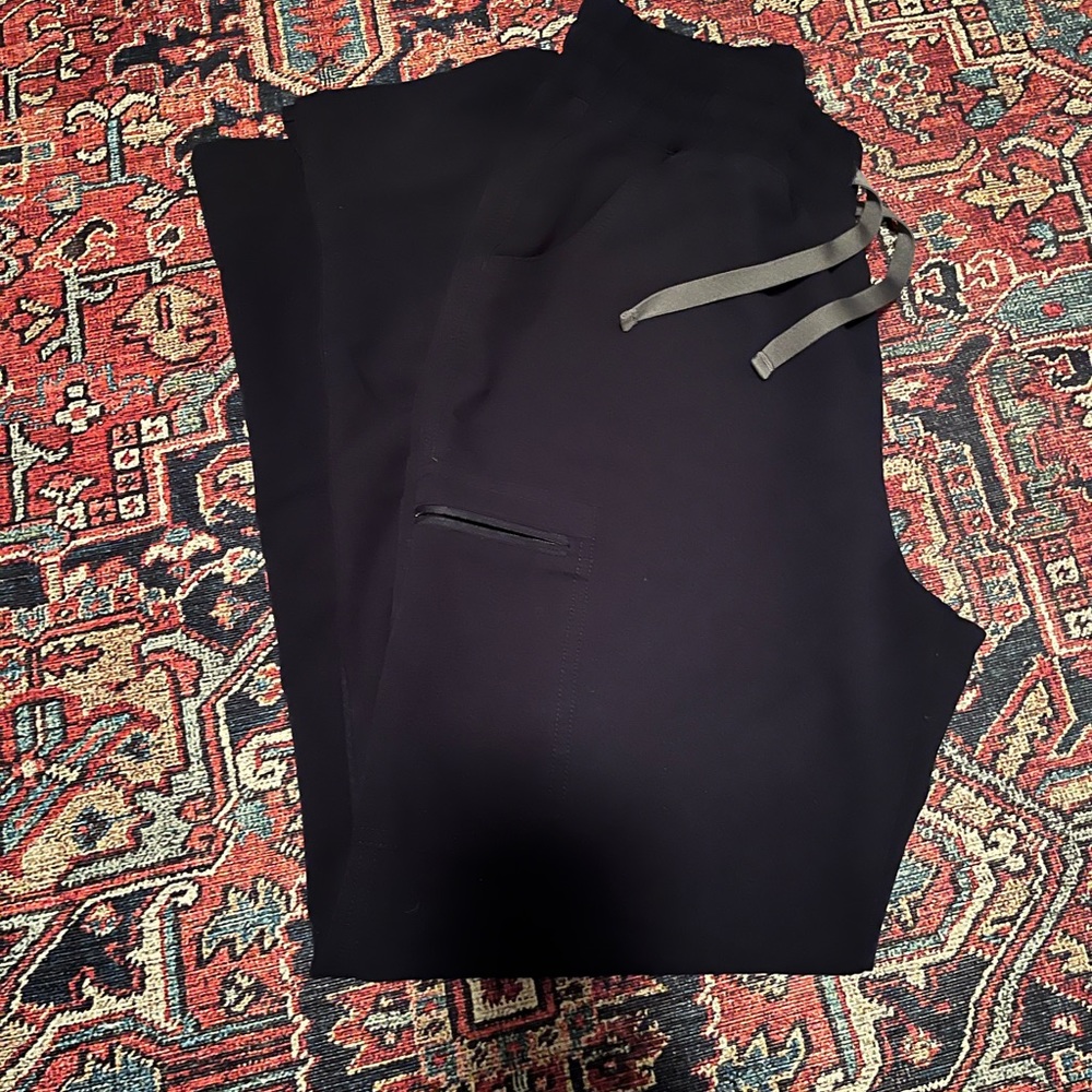 Figs scrubs high waist yola straight leg navy
